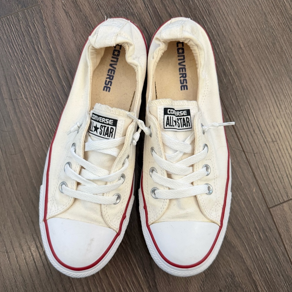 WOMENS CONVERSE LOW SLIP-ON SNEAKERS - SIZE 9.5 WHITE